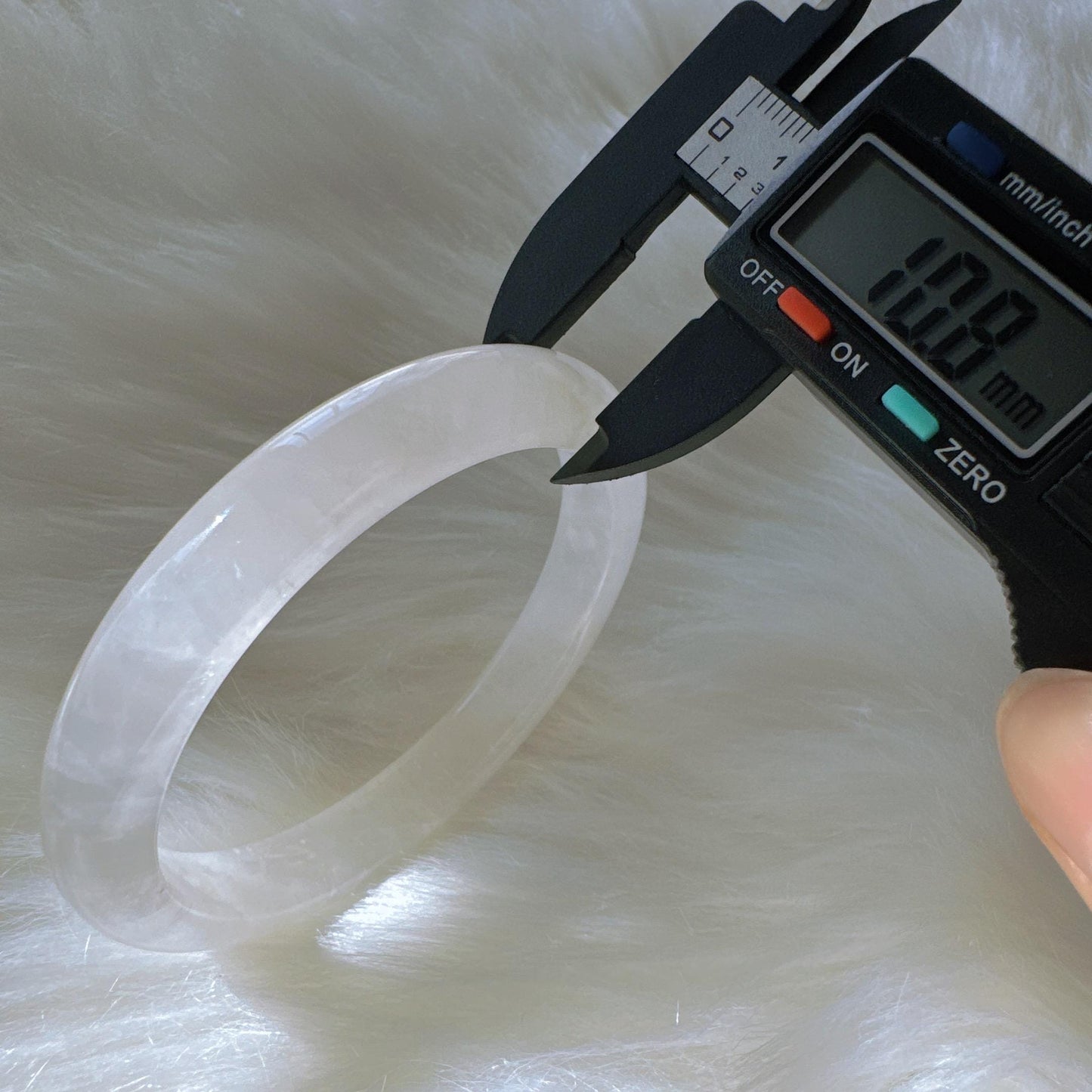 Purelight - Moonlight White Phantom Quartz Gemstone Bangle, Ghost Quartz White Crystal Bangle