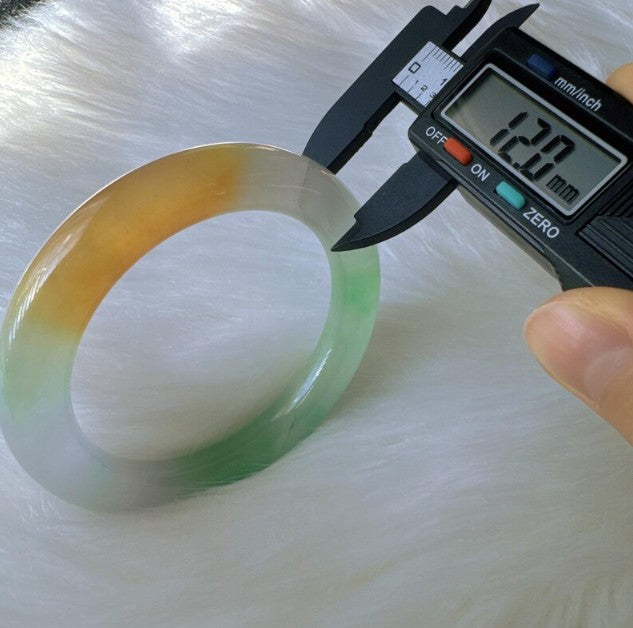 Earthveil - Round Shaped Multi Colored Burma Jade Bangle Bracelet