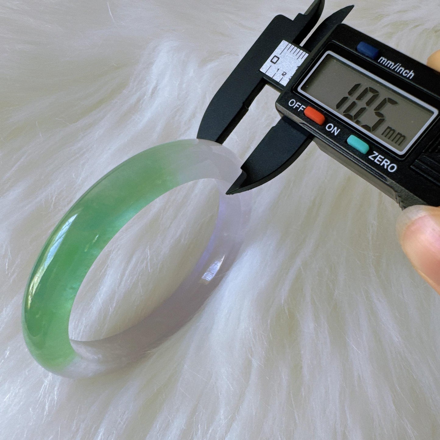 Earthveil - Icy Green and White Burma Jade Jadeite Bangle Bracelet