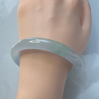Earthveil - Icy Jade Bangle Bracelet, Burma Jade Bangle Gemstone Bracelet