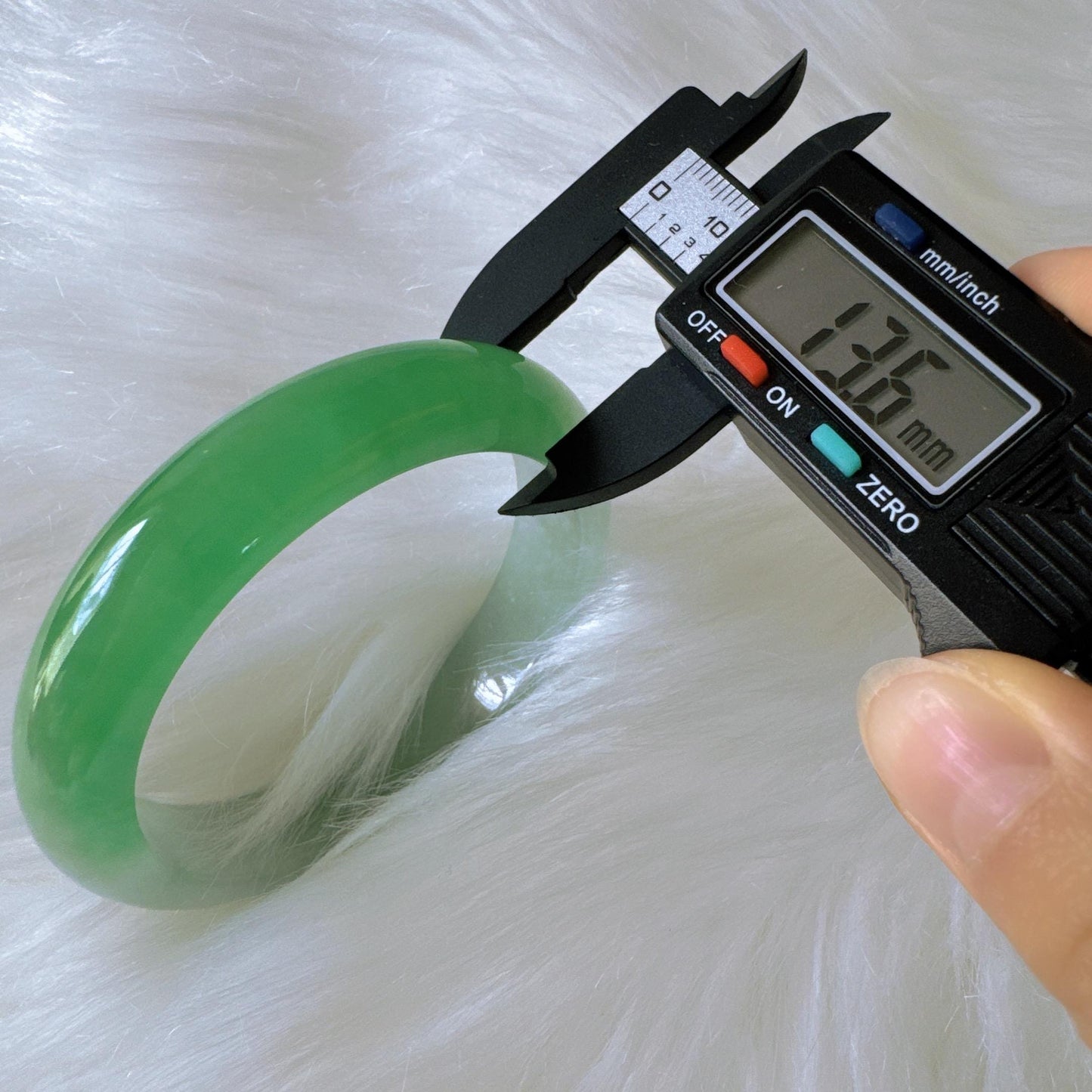 Earthveil - Bright Green and White Burma Jade Bangle Bracelet