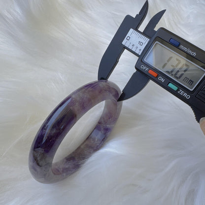Dreamveil – Violet Aura Amethyst Gemstone Bangle, Purple Crystal Quartz Gemstone Bangle