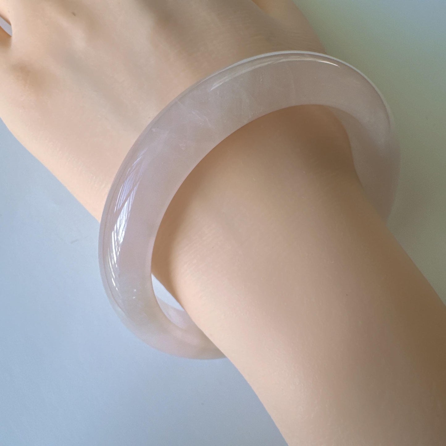 Heartglow - Blush Rose Quartz Bangle, Pink Crystal Quartz Gemstone Bangle