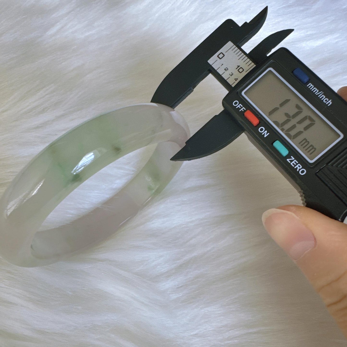 Earthveil - Light Green with Soft Pink Tone Burma Jade Jadeite Bangle Bracelet