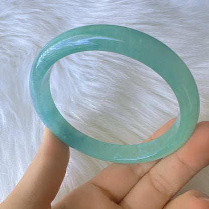 Earthveil - Bluish Green Burma Jade Jadeite Bangle Bracelet