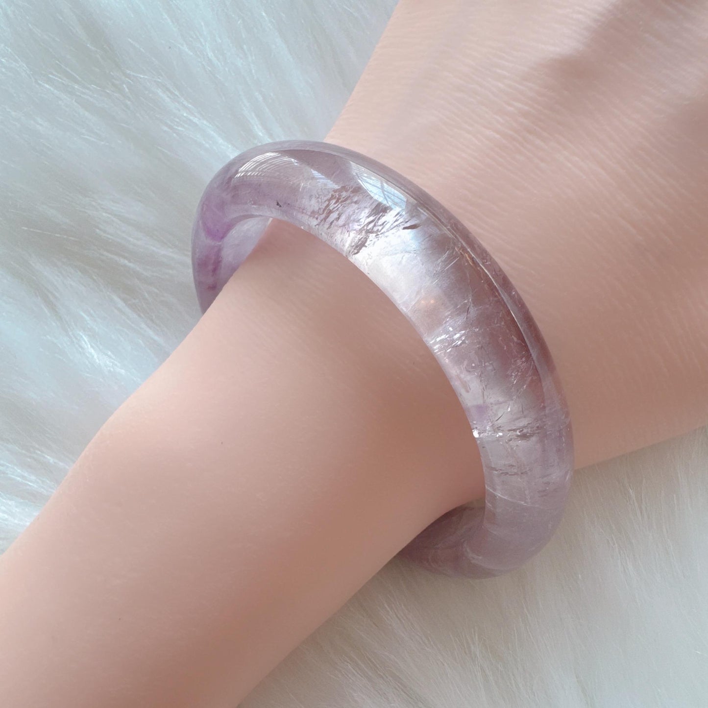 Dreamveil – Gentle Glow Amethyst Bangle Bracelet, Light Purple Amethyst Bracelet, Lavender Quartz Bangle
