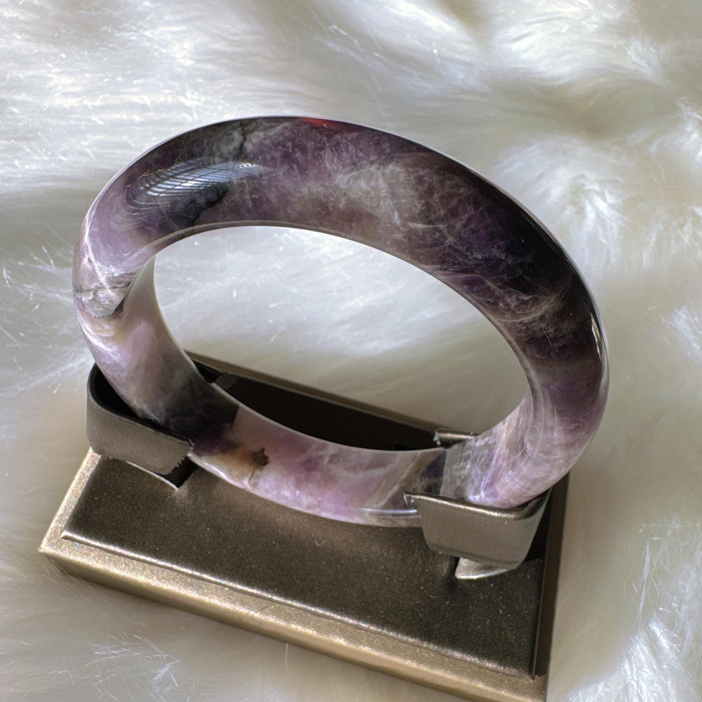 Dreamveil – Natural Amethyst Gemstone Bangle, Purple Crystal Quartz Gemstone Bangle