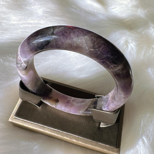 Dreamveil – Natural Amethyst Gemstone Bangle, Purple Crystal Quartz Gemstone Bangle