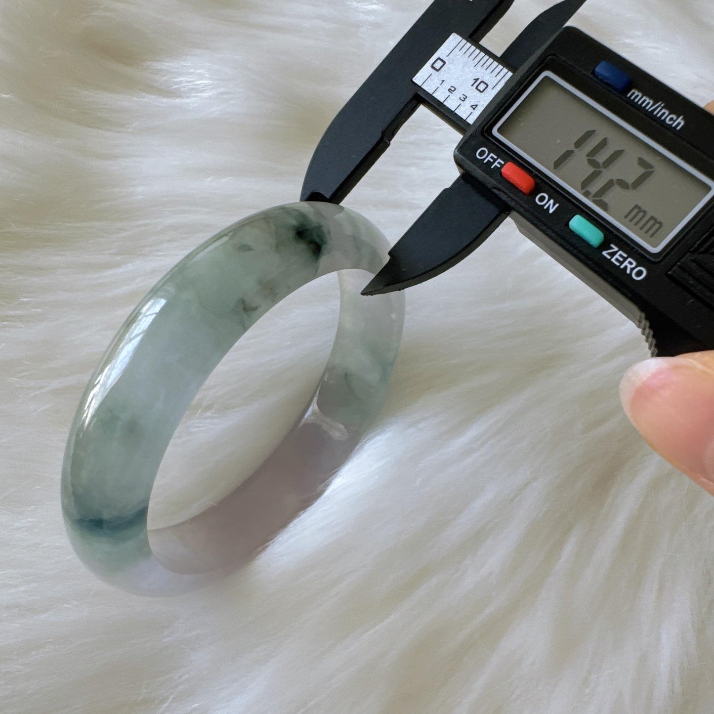 Earthveil - Artisan Gray Translucent Wide Burma Jade Jadeite Bangle Bracelet