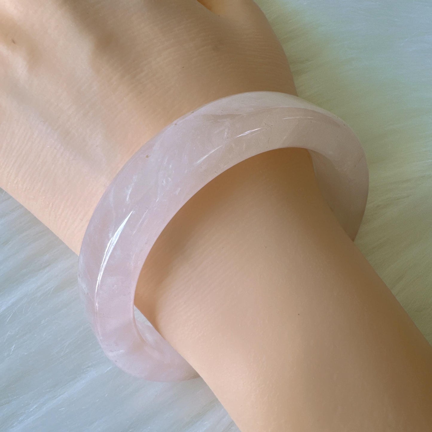 Heartglow - Inner Peace Rose Quartz Bangle, Pink Crystal Quartz Square Shaped Gemstone Bangle