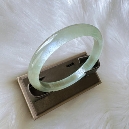 Earthveil - Apple Green Slim Jade Bangle Bracelet, Jadeite Gemstone Bangle