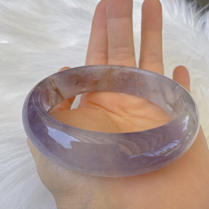 Dreamveil – Pure Amethyst Gemstone Bangle, Purple Crystal Quartz Gemstone Bangle