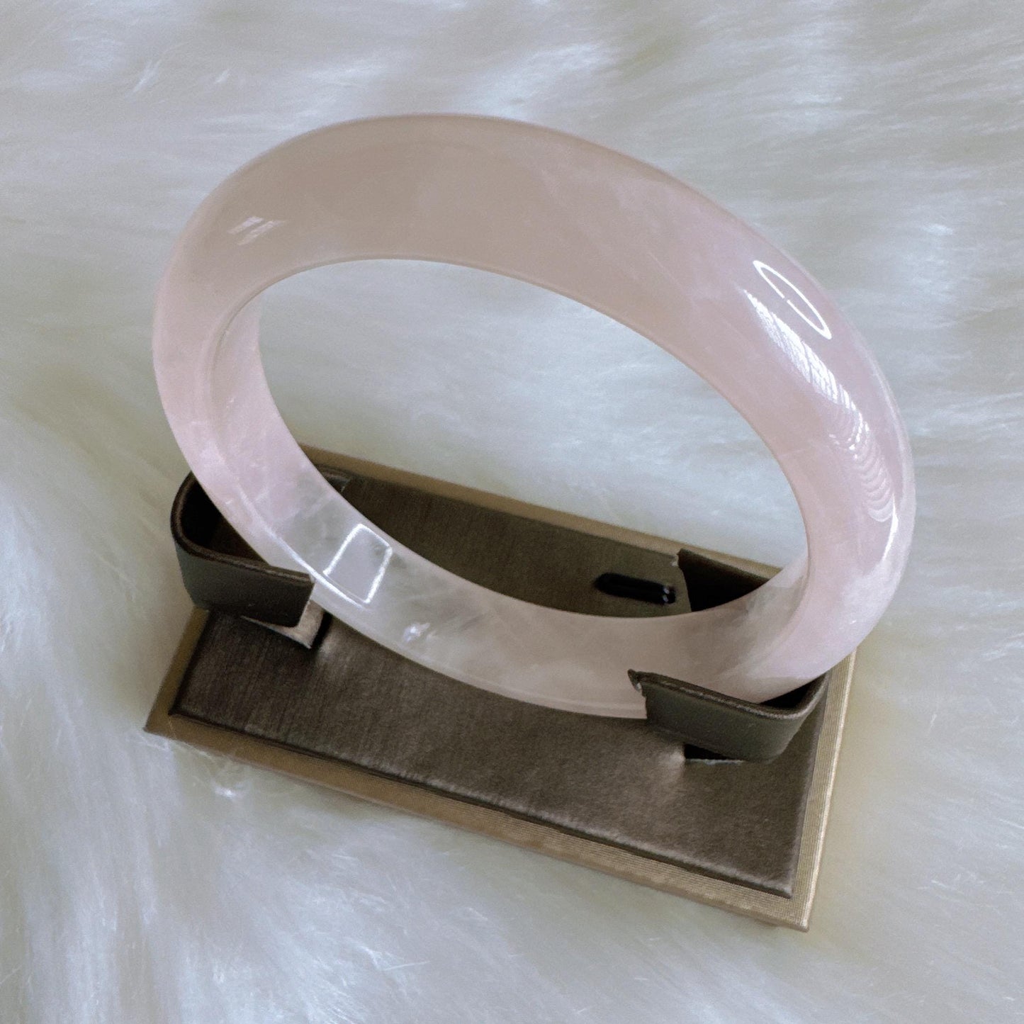 Heartglow - Serenity Rose Quartz Bangle, Pink Crystal Quartz Gemstone Bangle