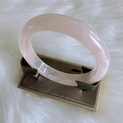 Heartglow - Serenity Rose Quartz Bangle, Pink Crystal Quartz Gemstone Bangle