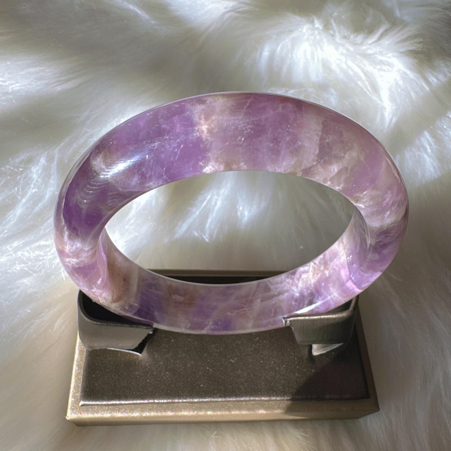 Dreamveil – Natural Amethyst Gemstone Bangle, Purple Crystal Quartz Gemstone Bangle