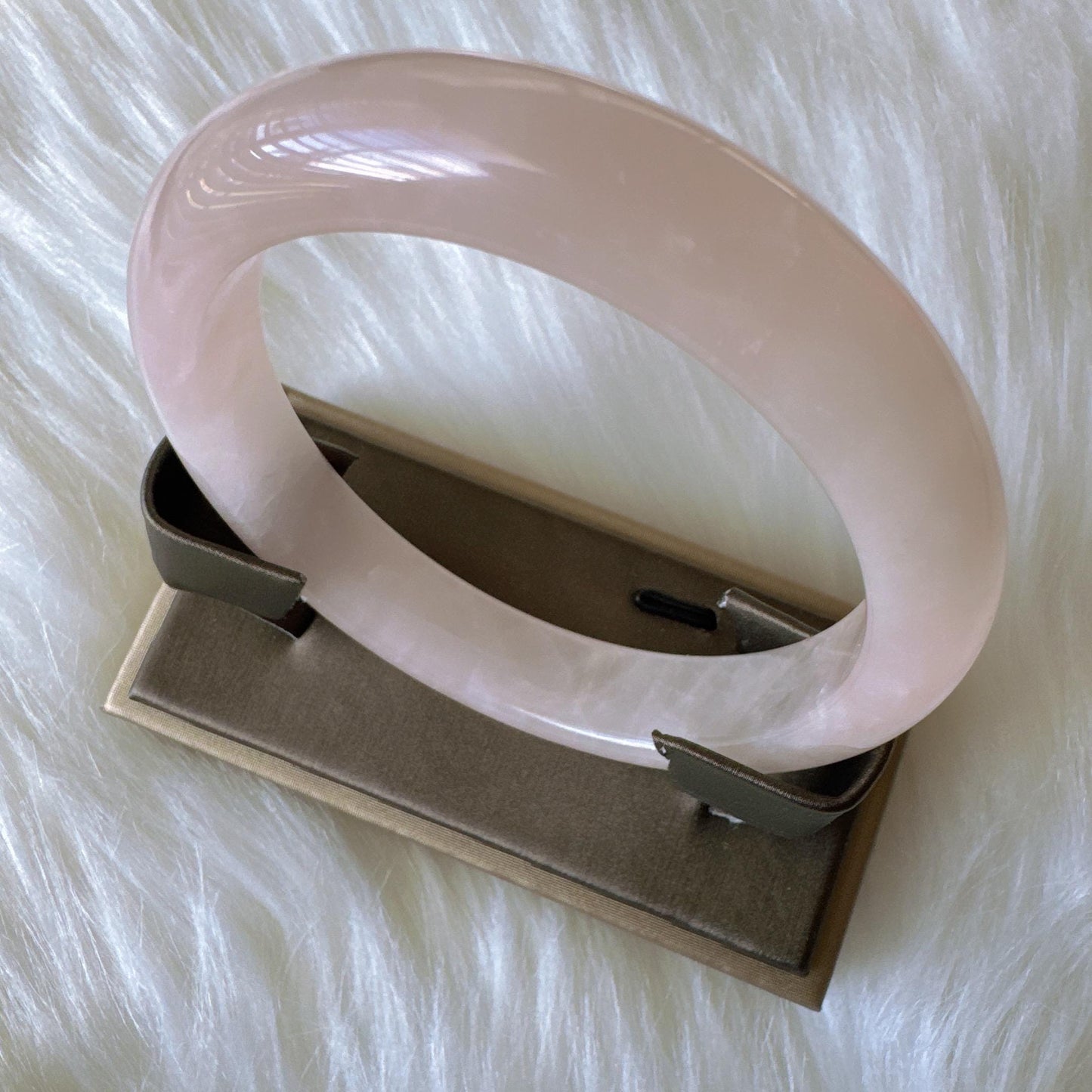 Heartglow - Blush Rose Quartz Bangle, Pink Crystal Quartz Gemstone Bangle