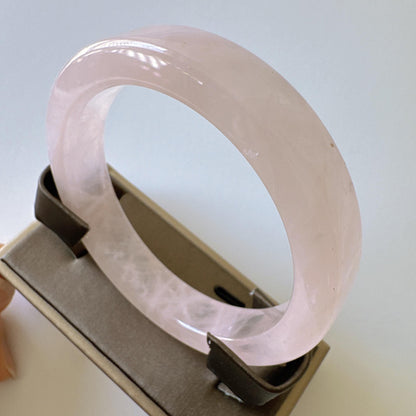 Heartglow - Inner Peace Rose Quartz Bangle, Pink Crystal Quartz Square Shaped Gemstone Bangle