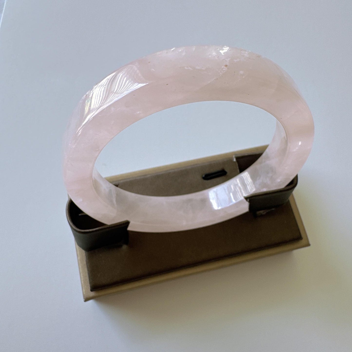 Heartglow - Inner Peace Rose Quartz Bangle, Pink Crystal Quartz Square Shaped Gemstone Bangle