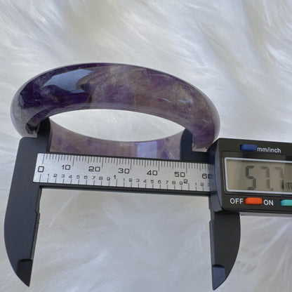 Dreamveil – Violet Aura Amethyst Gemstone Bangle, Purple Crystal Quartz Gemstone Bangle