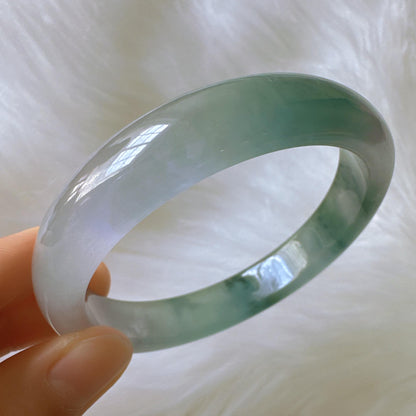 Earthveil - Dark Green Burma Jade Bangle Jadeite Bracelet, Unique Design Jade Bangle