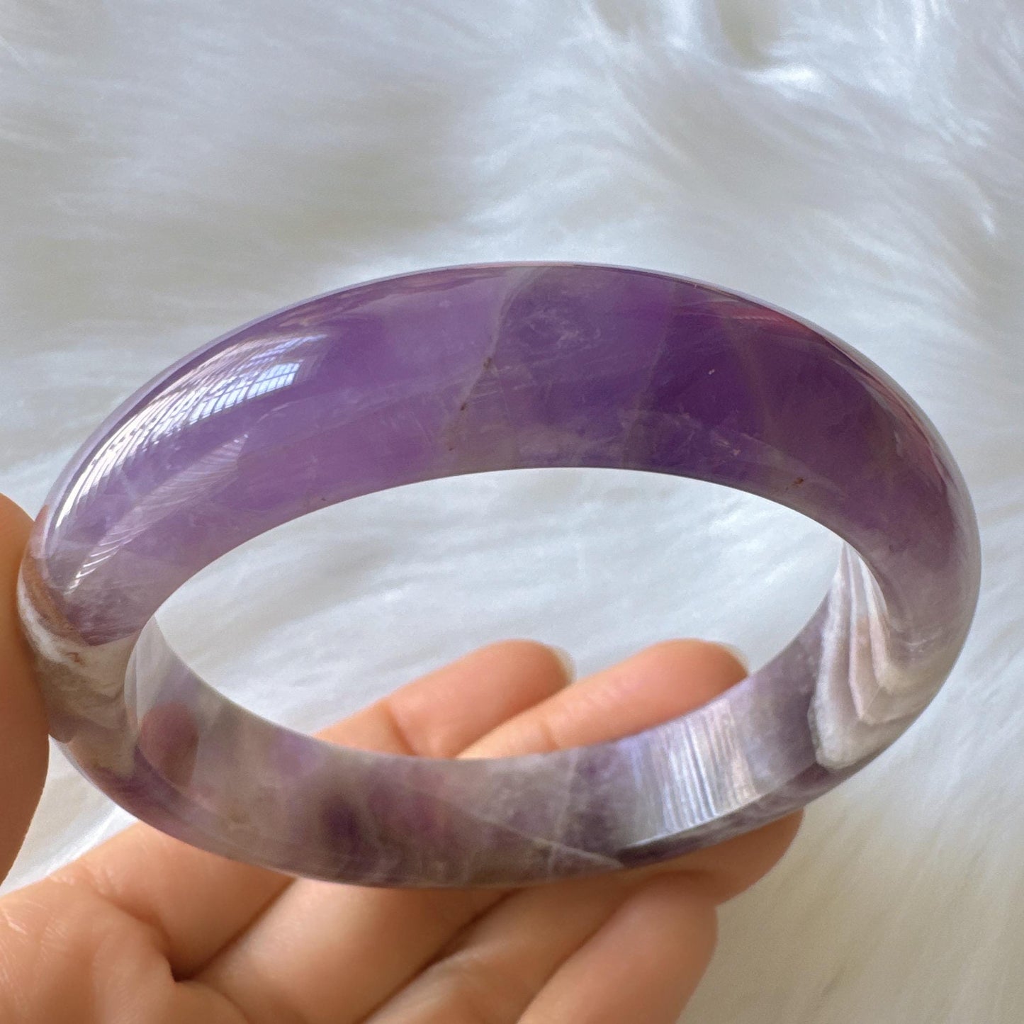 Dreamveil – Lavender Amethyst Gemstone Bangle, Purple Crystal Quartz Gemstone Bangle