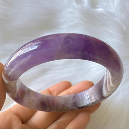 Dreamveil – Lavender Amethyst Gemstone Bangle, Purple Crystal Quartz Gemstone Bangle