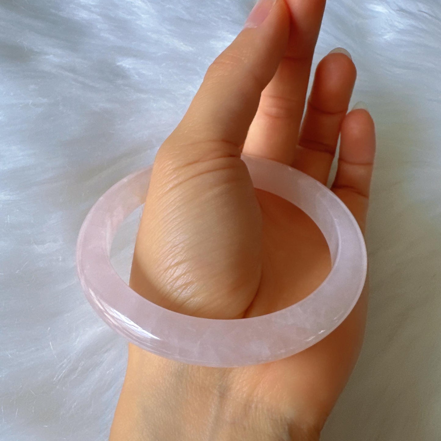 Heartglow - Rose Quartz Bangle, Pink Crystal Quartz Gemstone Bangle