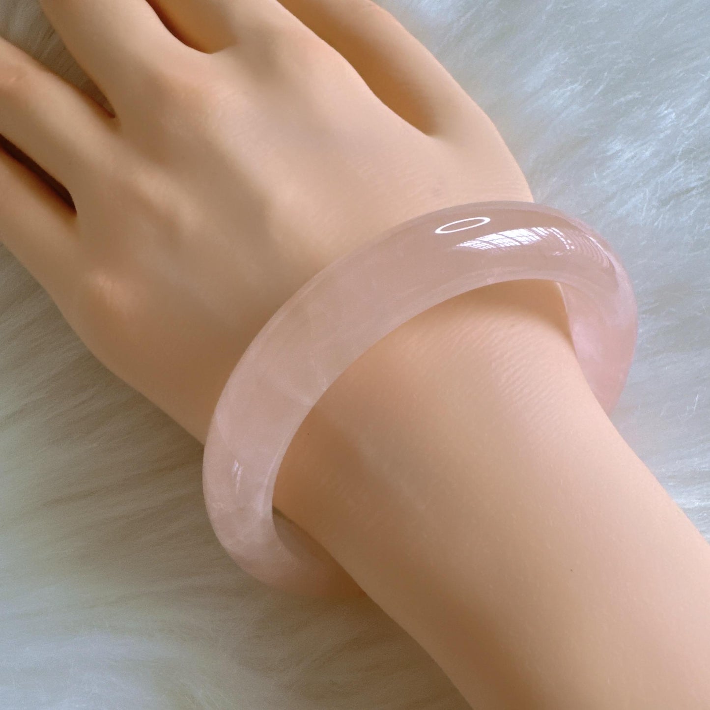 Heartglow - Aura Rose Quartz Bangle, Pink Crystal Quartz Gemstone Bangle