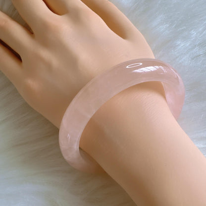 Heartglow - Aura Rose Quartz Bangle, Pink Crystal Quartz Gemstone Bangle