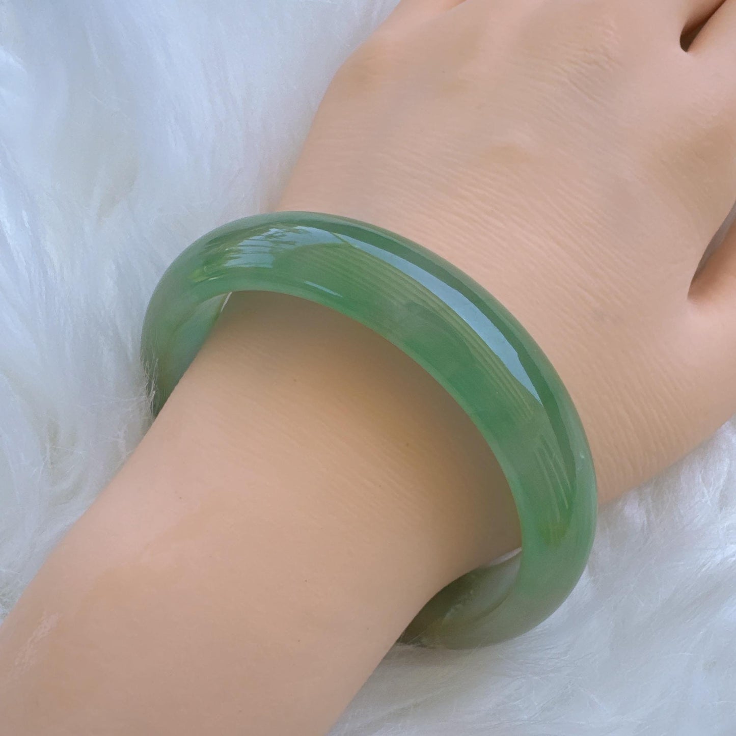 Earthveil - Bright Green Burma Jade Bangle Bracelet, Apple Green Gemstone Jade Bangle