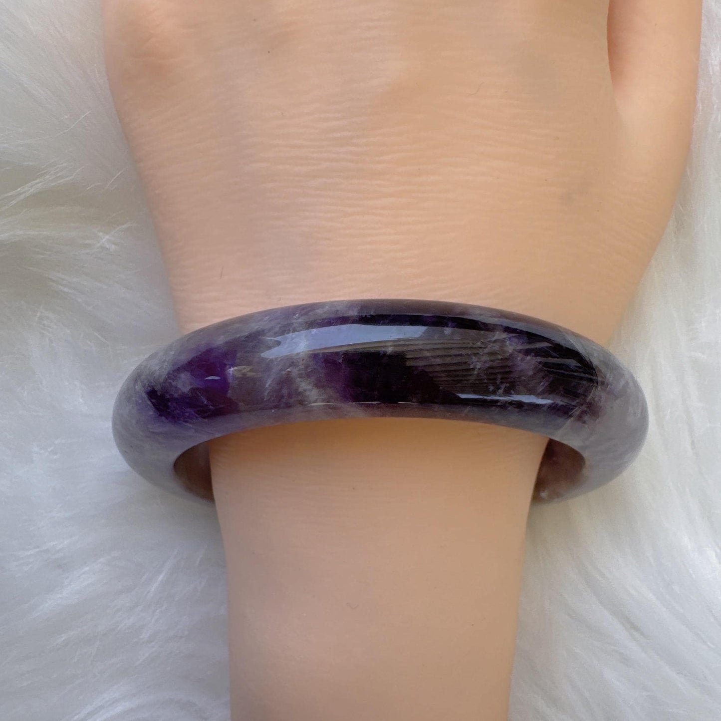 Dreamveil – Violet Aura Amethyst Gemstone Bangle, Purple Crystal Quartz Gemstone Bangle