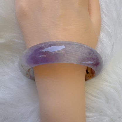 Dreamveil – Pure Amethyst Gemstone Bangle, Purple Crystal Quartz Gemstone Bangle