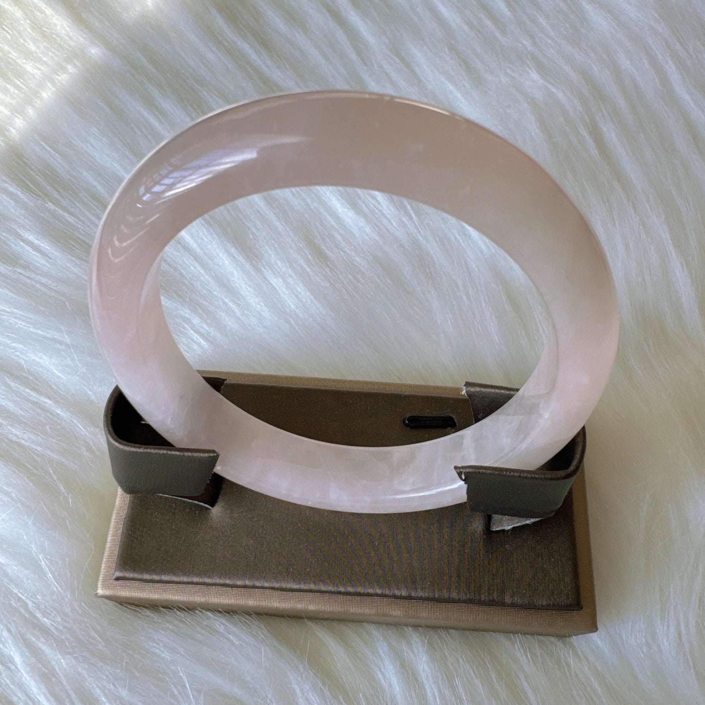 Heartglow - Blush Rose Quartz Bangle, Pink Crystal Quartz Gemstone Bangle