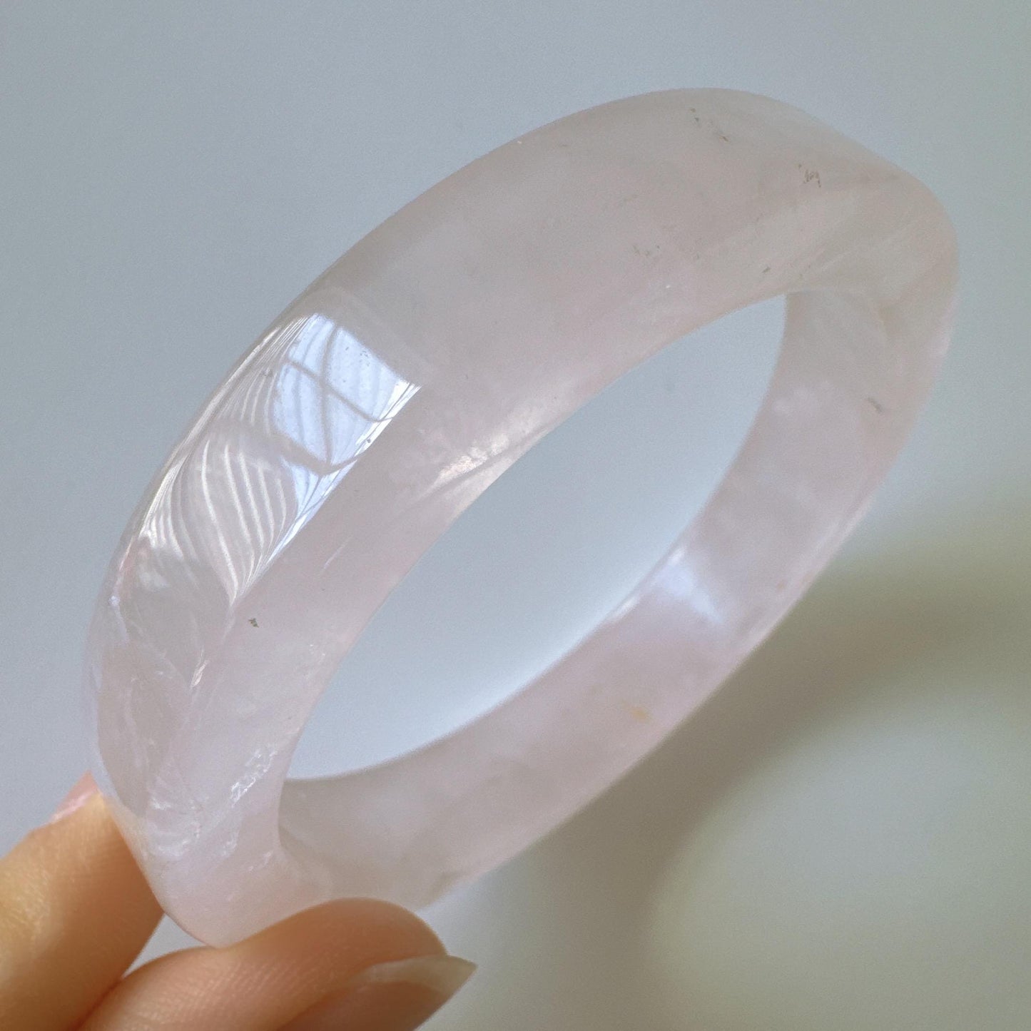 Heartglow - Soothing Rose Quartz Bangle, Square Shaped Pink Crystal Quartz Gemstone Bangle