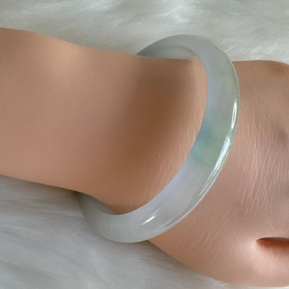 Earthveil - Icy Jade Bangle Bracelet, Burma Jade Bangle Gemstone Bracelet