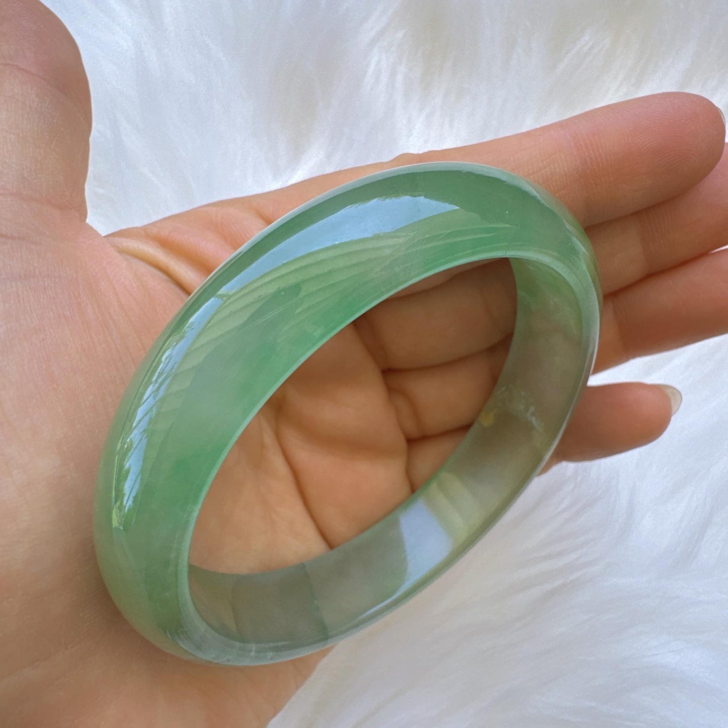 Earthveil - Bright Green Burma Jade Bangle Bracelet, Apple Green Gemstone Jade Bangle