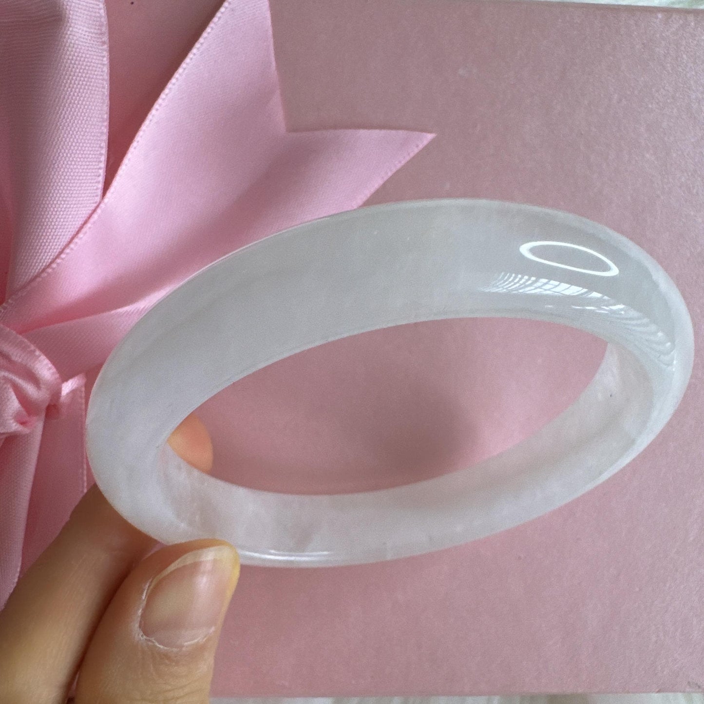 Purelight - White Phantom Quartz Gemstone Bangle, Ghost Quartz White Crystal Bangle