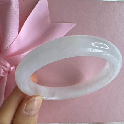 Purelight - White Phantom Quartz Gemstone Bangle, Ghost Quartz White Crystal Bangle