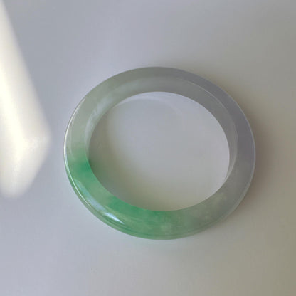 Earthveil - Bright Green with Soft Purple Burma Jade Bangle