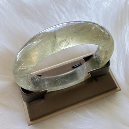 Forest Soul – Clarity Green Ghost Phantom Quartz Gemstone Bangle, Green Ghost Quartz Crystal Bangle