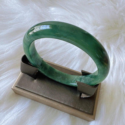 Earthveil - Forest Dark Green Burma Jade Jadeite Bangle Bracelet