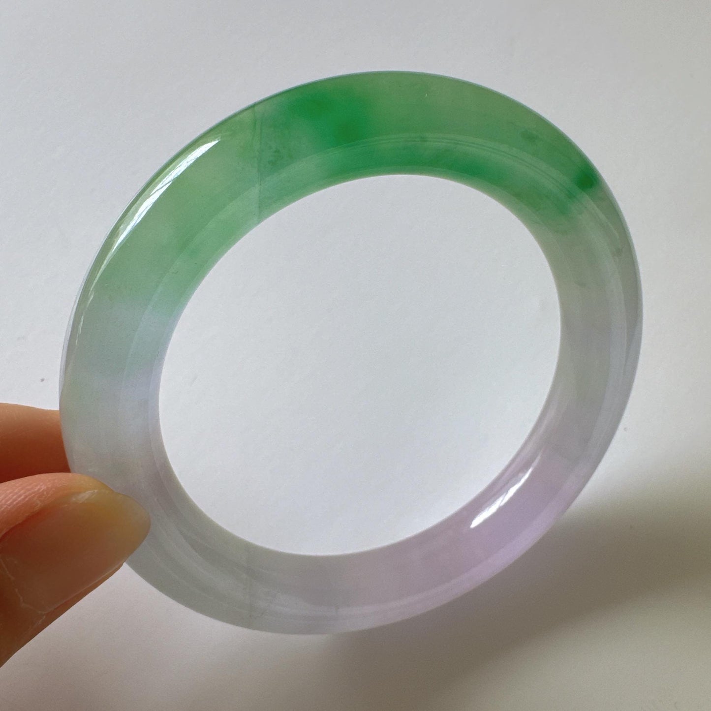 Earthveil - Round Shaped Purple and Green Burma Jade Bangle Bracelet