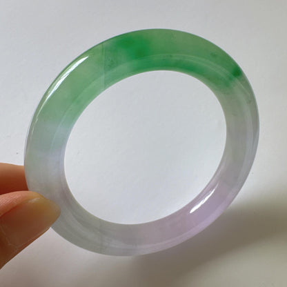 Earthveil - Round Shaped Purple and Green Burma Jade Bangle Bracelet