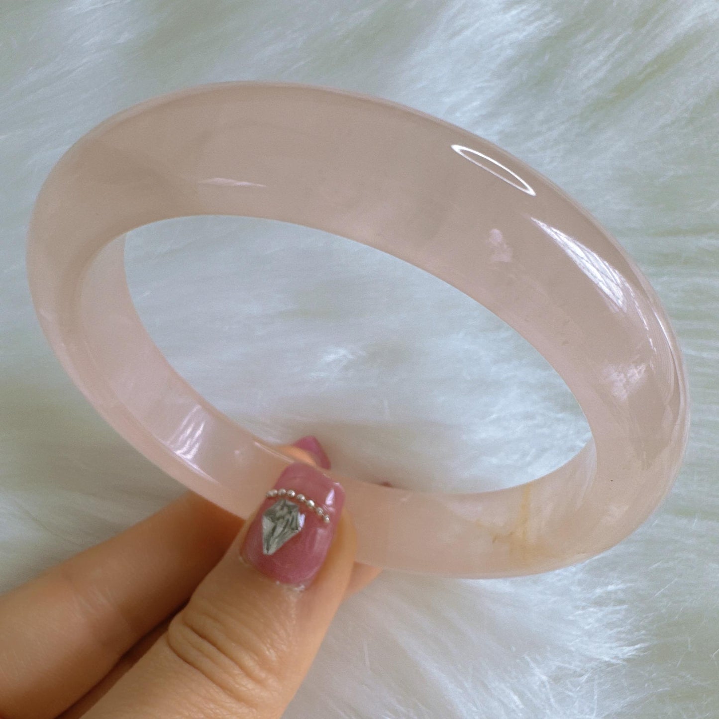 Heartglow - Aura Rose Quartz Bangle, Pink Crystal Quartz Gemstone Bangle