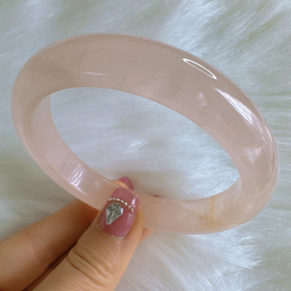 Heartglow - Aura Rose Quartz Bangle, Pink Crystal Quartz Gemstone Bangle