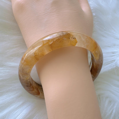 Golden Bloom – Honey Light Gemstone Bracelet, Yellow Hematoid Quartz Gemstone Bangle Bracelet