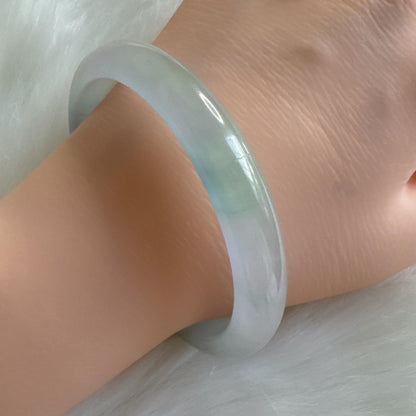 Earthveil - Icy Jade Bangle Bracelet, Burma Jade Bangle Gemstone Bracelet