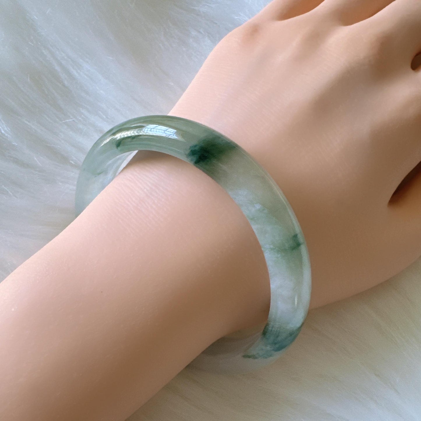 Earthveil - Dark Green Unique Design Burma Jade Bangle Jadeite Bracelet