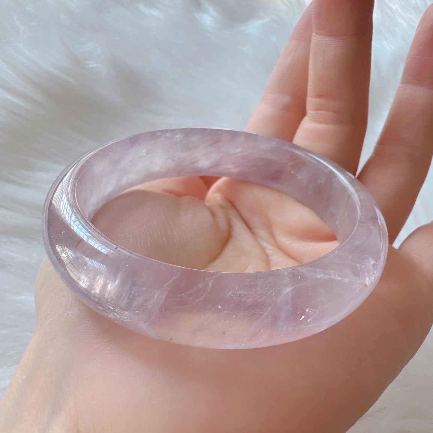 Dreamveil – Light Purple Amethyst Bangle Bracelet, Light Purple Amethyst Bracelet, Lavender Quartz Bangle