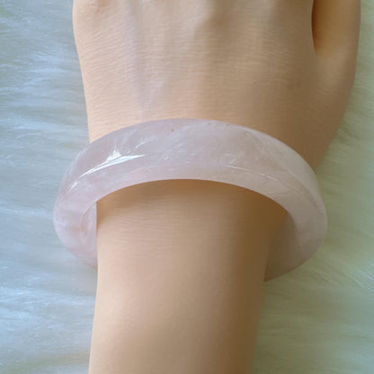Heartglow - Inner Peace Rose Quartz Bangle, Pink Crystal Quartz Square Shaped Gemstone Bangle